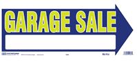 Hy-Ko 22461 Neon Directional Sign, GARAGE SALE (Arrow), Yellow Legend, Blue Background, Corrugated Plastic, Pack of 5