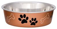 Loving Pets 7453XLC Pet Feeding Bowl, XL, 72 oz Volume, Polyresin/Stainless Steel, Copper