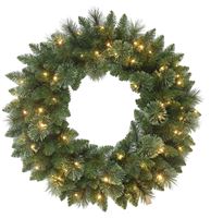Hometown Holidays 29729 Lodgepole Wreath, PVC/Crushed Cashmere, Battery Operated, Mini Bulb, Clear Bulb, Pack of 6