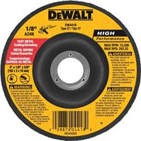DeWALT DW4418 Grinding Wheel, 4 in Dia, 1/8 in Thick, 5/8 in Arbor, 24 Grit, Very Coarse, Aluminum Oxide Abrasive