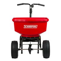 CHAPIN 8303C Contractor Turf Spreader, 100 lb Capacity, Steel Frame, Poly Hopper, Pneumatic Wheel