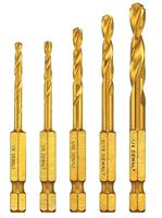 DeWALT IMPACT READY DD5155 Drill Bit Set, 5-Piece, Steel, Titanium