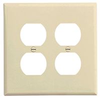 Eaton Wiring Devices PJ82LA Receptacle Wallplate, 4.88 in L, 3.13 in W, Mid, 2 -Gang, Polycarbonate, Light Almond