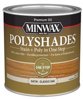 Minwax 213704444 Waterbased Polyurethane Stain, Satin, Liquid, Classic Oak, 0.5 pt, Can