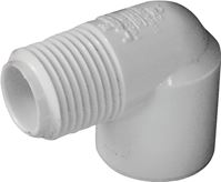 IPEX 435500 Pipe Elbow, 1/2 x 1/2 in, Slip x MPT, 90 deg Angle, PVC, White, SCH 40 Schedule, 600 psi Pressure