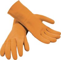 M-D 49142 Grouting Protective Gloves, One-Size, 13 in L, Rolled Cuff, Latex, Orange, Pack of 6