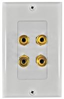 Zenith AW1004TBPW Banana Plug Wallplate, Plastic, White, Pack of 4