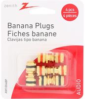 Zenith AM1004BP RCA Banana Plug, Gold, Pack of 4