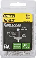 Stanley PAA42W-1B Pop Rivet, Reusable, 1-1/2 in L, Aluminum, 100/PK