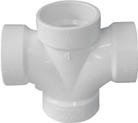 Canplas 192187 Double Sanitary Pipe Tee, 1-1/2 x 3 in, Hub, PVC, White