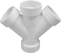 B & K 05840H Double Pipe Wye, 3 in, Hub, PVC, White, SCH 40 Schedule