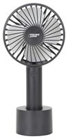 PowerZone 802B Rechargeable Handheld Fan, 5 VAC, 4 in Dia Blade, 4-Blade, 3-Speed, Black