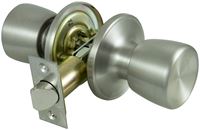 ProSource TS630V-PS Passage Knob, Metal, Stainless Steel, 2-3/8 to 2-3/4 in Backset, 1-3/8 to 1-3/4 in Thick Door