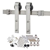 Renin BD102K-07800-SS Bent Strap Barn Door Hardware Kit, 78-3/4 in L Track, Steel, Stainless Steel, Wall