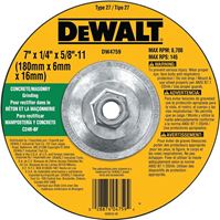 DeWALT DW4759 Grinding Wheel, 7 in Dia, 1/4 in Thick, 5/8-11 in Arbor, 24 Grit, Very Coarse