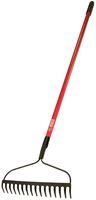 BULLY Tools 92309 Bow Rake, 4 in L Head, 16 in W Head, 16 -Tine, Steel Tine, Steel Head, 58 in L Handle