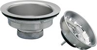 Keeney 1431SSBX Basket Strainer with Fixed Stick Post, 4-3/8 in Dia, Stainless Steel, Chrome, 3-1/4 in Dia Mesh