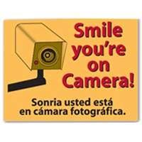 Centurion SIGN SMILE Shoplifting Sign, Rectangular, Smile youre On Camera!, Red Legend, Yellow Background, Plastic