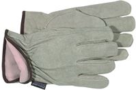 Boss 7179L Gloves, L, Keystone Thumb, Open, Shirred Elastic Back Cuff, Cowhide Leather, Gray