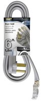 PowerZone ORD100306 Power Supply Dryer Cord, 10 AWG Cable, 6 ft L, 250 V, Gray