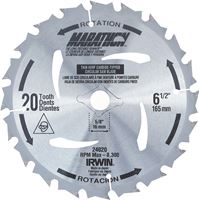 Irwin Marathon 24020 Circular Saw Blade, 6-1/2 in Dia, 5/8 in Arbor, 18-Teeth, Carbide Cutting Edge, Pack of 10