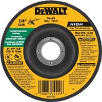 DeWALT DW4429 Grinding Wheel, 4 in Dia, 1/4 in Thick, 5/8 in Arbor, 24 Grit, Very Coarse