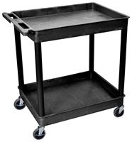 Luxor TC11-B Utility Tub Cart, 400 lb, 2-Shelf, Black, 32 in OAW, 37-1/2 in OAH