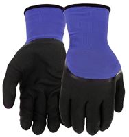 West Chester 93056/L Gloves, Mens, L, Elastic Knit Wrist Cuff, Nitrile Coating, Polyester Glove, Black/Blue