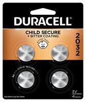 Duracell DL2032B4PK Button Cell Battery, 3 V Battery, 210 mAh, 2032 Battery, Lithium