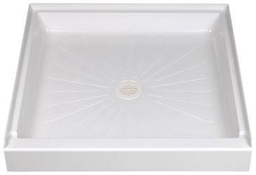 Durabase 3636M Shower Base, 36 in L, 36 in W, 5-1/2 in H, Fiberglass, White