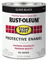 Rust-Oleum Stops Rust 7779504 Enamel Paint, Oil, Gloss, Black, 1 qt, Can, 50 to 90 sq-ft/qt Coverage Area