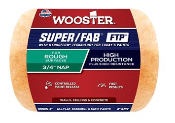 Wooster RR925-4 Roller Cover, 3/4 in Thick Nap, 4 in L, Knit Fabric Cover, Lager