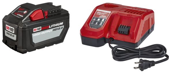 Milwaukee M18 REDLITHIUM 48-59-1200 Battery and Charger Starter Kit, 120 VAC Input, 18 V Output, 12 Ah, 2 hr Charge