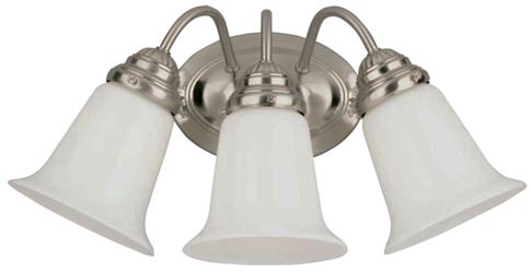 Westinghouse 66497 Wall Mount Fixture, 3-Lamp, Brushed Nickel Fixture