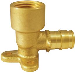 Apollo ExpansionPEX Series EPXDEE12 Drop Ear Pipe Elbow, 1/2 in, Barb x FNPT, 90 deg Angle, Brass, 200 psi Pressure