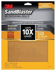3M SandBlaster Series 20320-G-4 Sandpaper, 11 in L, 9 in W, 320 Grit, Very Fine, Aluminum Oxide Abrasive