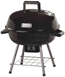 Omaha Charcoal Kettle Grill, 1-Grate, Black, Steel Body