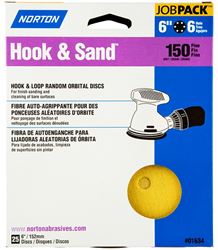 Norton Hook & Sand Series 07660701634 Vacuum Disc, 6 in Dia, P150 Grit, Fine, Aluminum Oxide Abrasive, Paper Backing