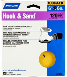 Norton Hook & Sand Series 07660701637 Vacuum Disc, 6 in Dia, P120 Grit, Medium, Aluminum Oxide Abrasive, Paper Backing