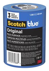 ScotchBlue 2090-48EVP Painters Tape, 60 yd L, 1.88 in W, Crepe Paper Backing, Blue, 3/PK