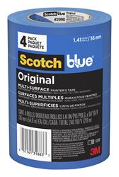 ScotchBlue 2090-36EP4 Original Painters Tape, 60 yd L, 1.41 in W, Crepe Paper Backing, Blue