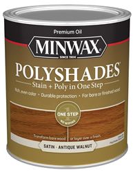 Minwax 61340444 Waterbased Polyurethane Stain, Satin, Liquid, Antique Walnut, 1 qt, Can