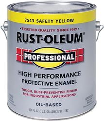 Rust-Oleum 7543402 Enamel Paint, Oil, Gloss, Safety Yellow, 1 gal, Can, 230 to 390 sq-ft/gal Coverage Area