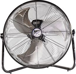 MaxxAir HVFF 20 High-Velocity Floor Fan, 120 V, 20 in Dia Blade, 3-Speed, 1500 to 2250 cfm Air, Black