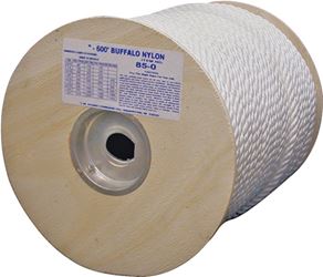 T.W. Evans Cordage 85-070 Rope, 1/2 in Dia, 600 ft L, 704 lb Working Load, Nylon, White