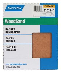 Norton WoodSand 07660705504 Sanding Sheet, 11 in L, 9 in W, Coarse, 80 Grit, Garnet Abrasive, Paper Backing