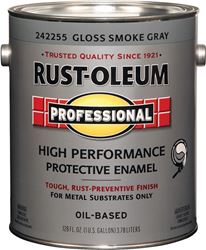 RUST-OLEUM PROFESSIONAL 242255 Protective Enamel, Gloss, Smoke Gray, 1 gal Can, Pack of 2