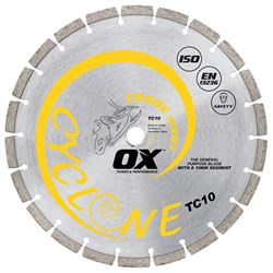 OX TRADE TC10 OX-TC10-14 Blade, 14 in Dia, 1 to 20 mm Arbor, Steel Cutting Edge, Segmented Rim