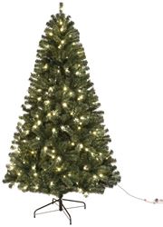Hometown Holidays 61991 Sheared Tree, 9 ft H, Noble Fir Family, 120 W, LED Bulb, Clear Light