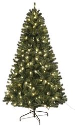 Hometown Holidays 61970 Sheared Tree, 7 ft H, Noble Fir Family, 110 V, LED Bulb, Clear Light